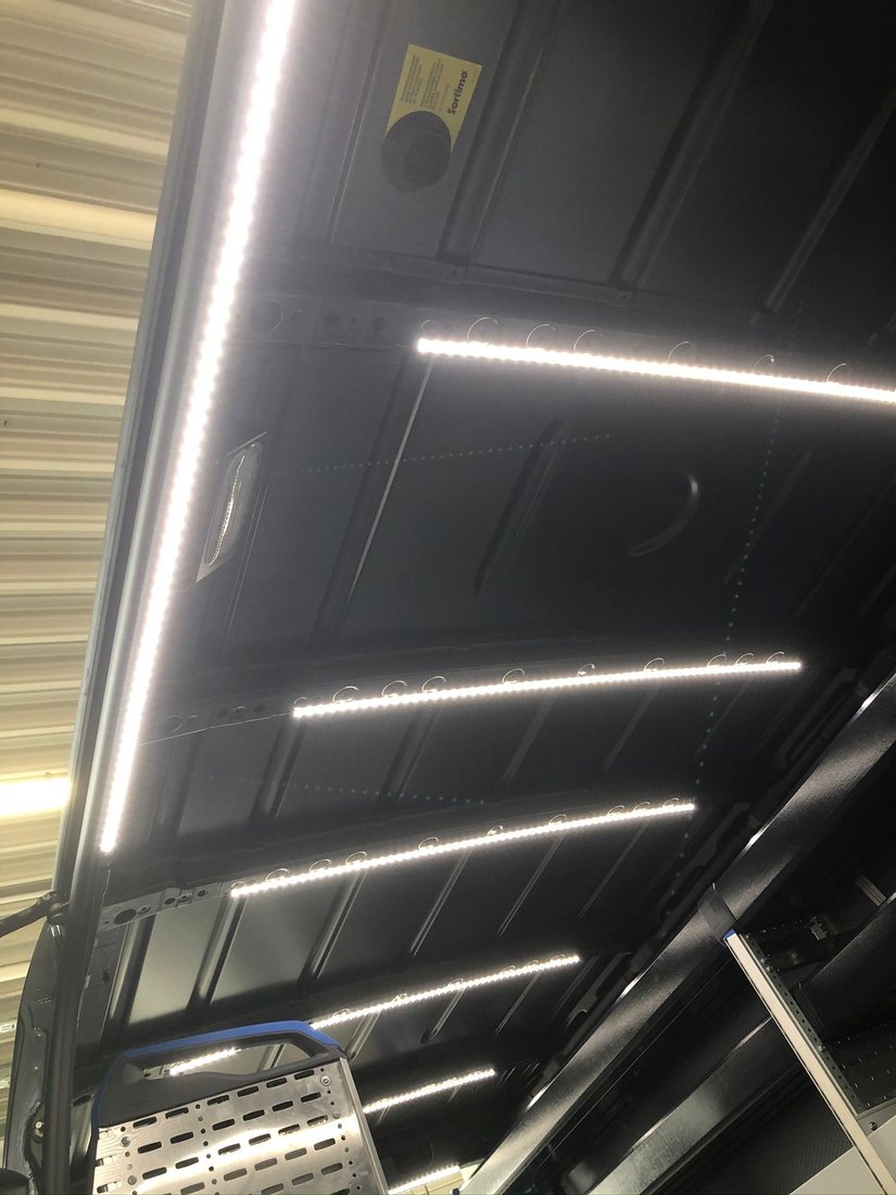 LED-Lichtleisten an der Laderaumdecke, werkseitig verlegt